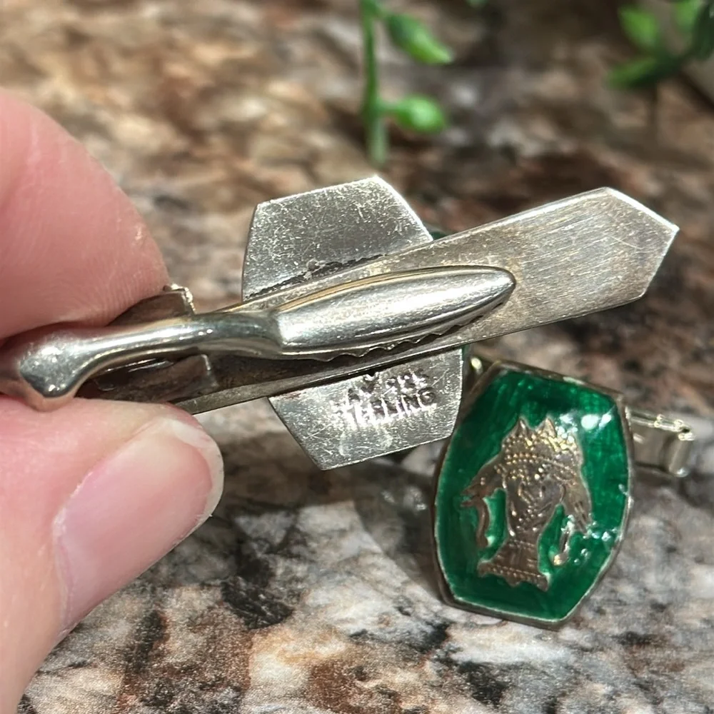 Vintage cuff links and tie clip
